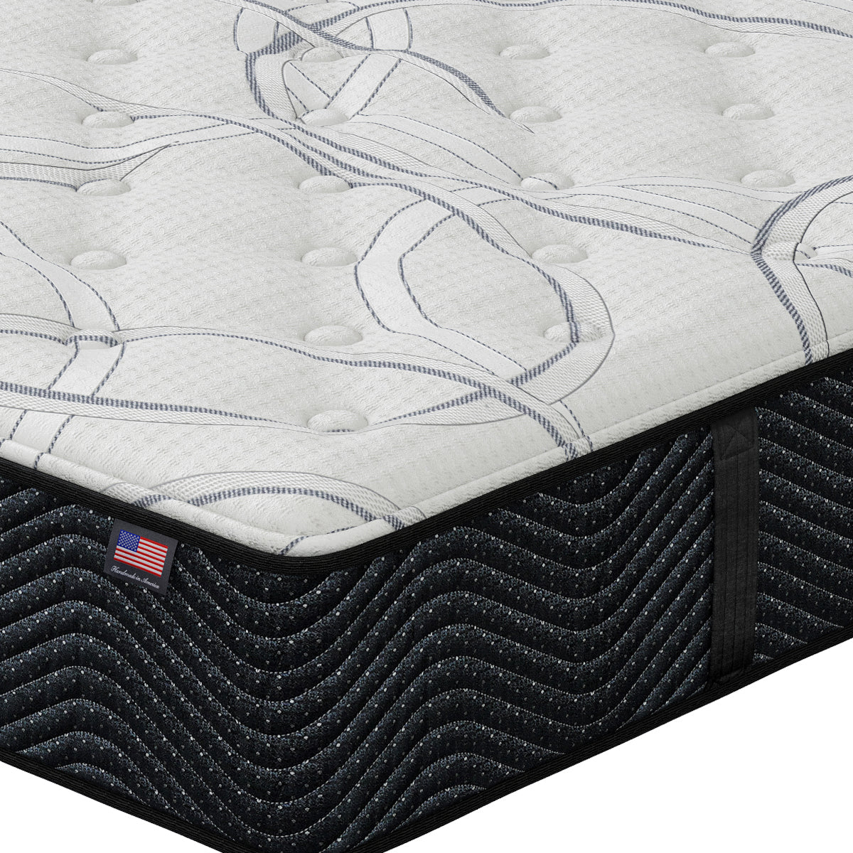 Close-up of Shadow Plush Mattress corner | Breathable cover and supportive innerspring coils
