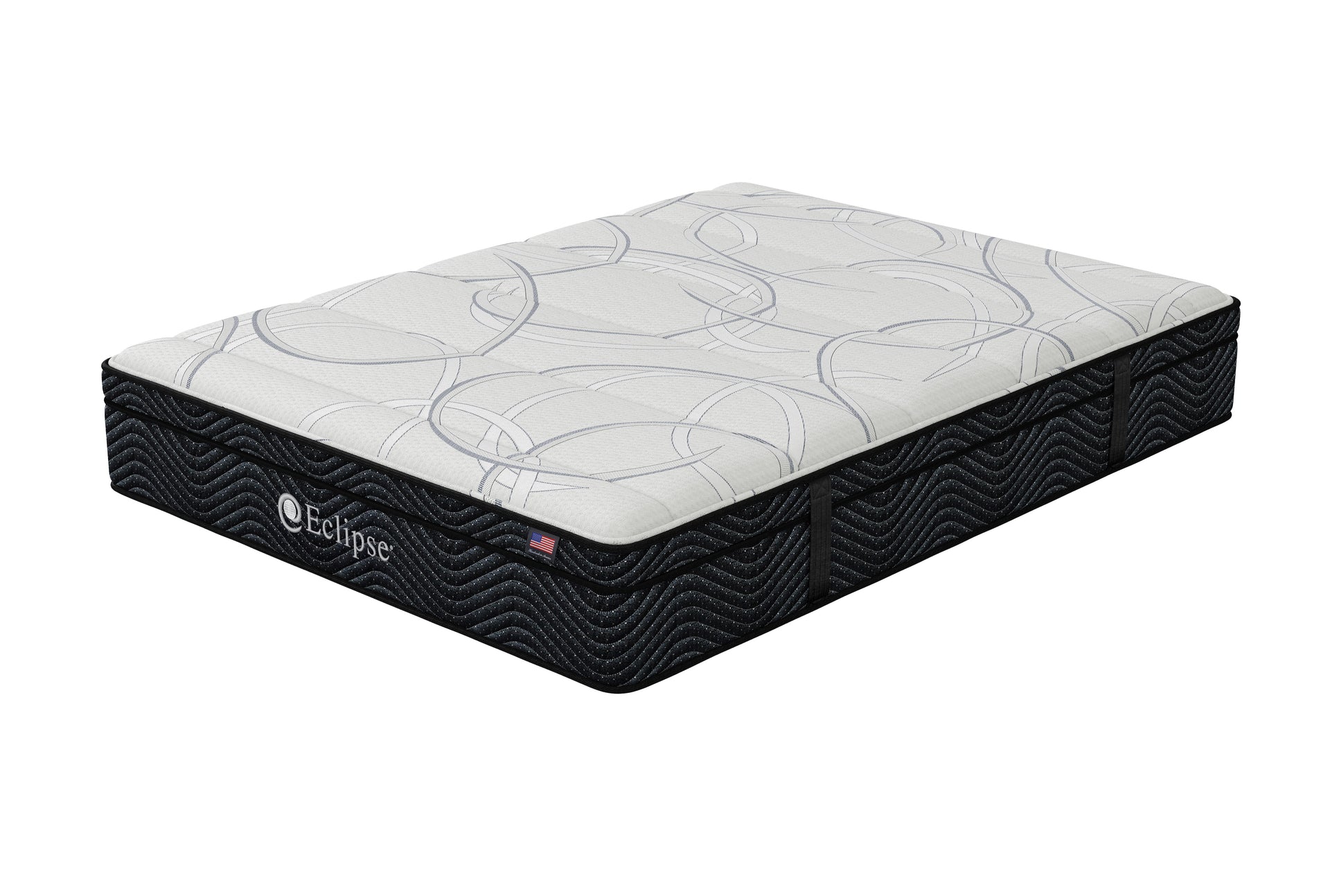 Angled view of Shadow Euro Top Mattress by Eclipse | Pressure-relieving foam and responsive transition memory foam
