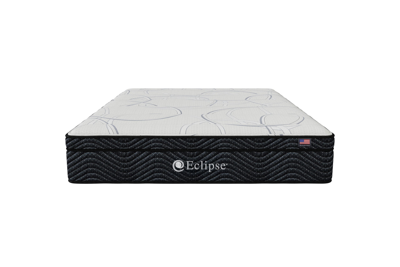 Front view of Shadow Euro Top Mattress by Eclipse | Cooling gel memory foam and motion-absorbing coils
