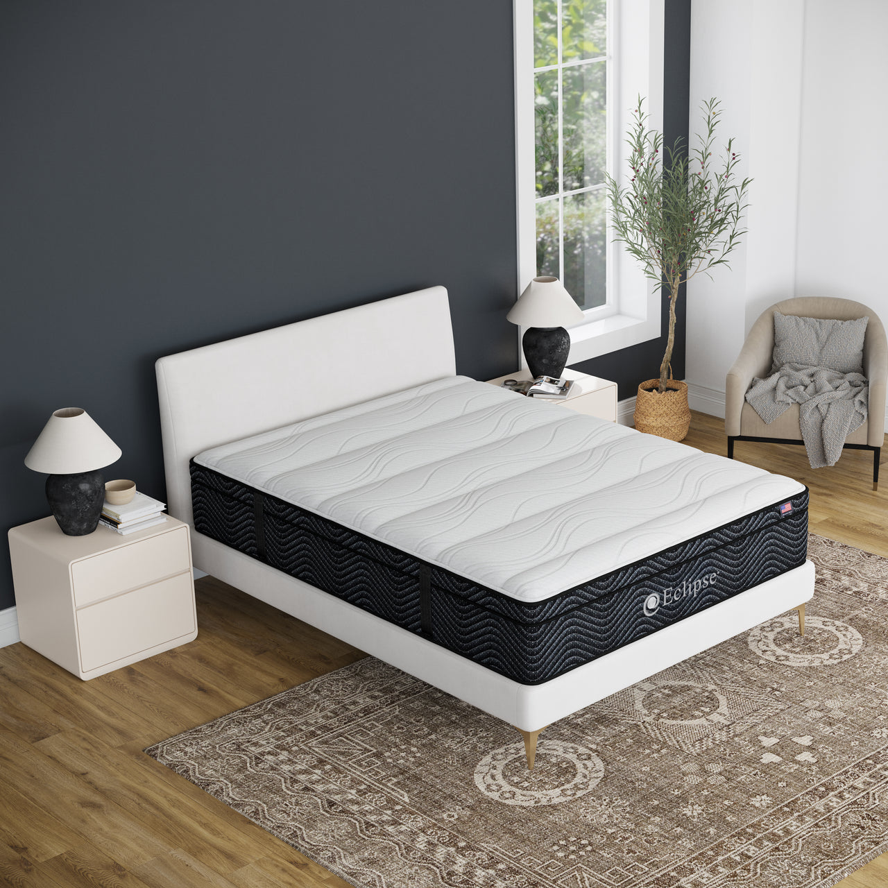 Ciara Euro Top Mattress by Eclipse in bedroom | Innerspring design with memory foam and LifEdge® foam encasement