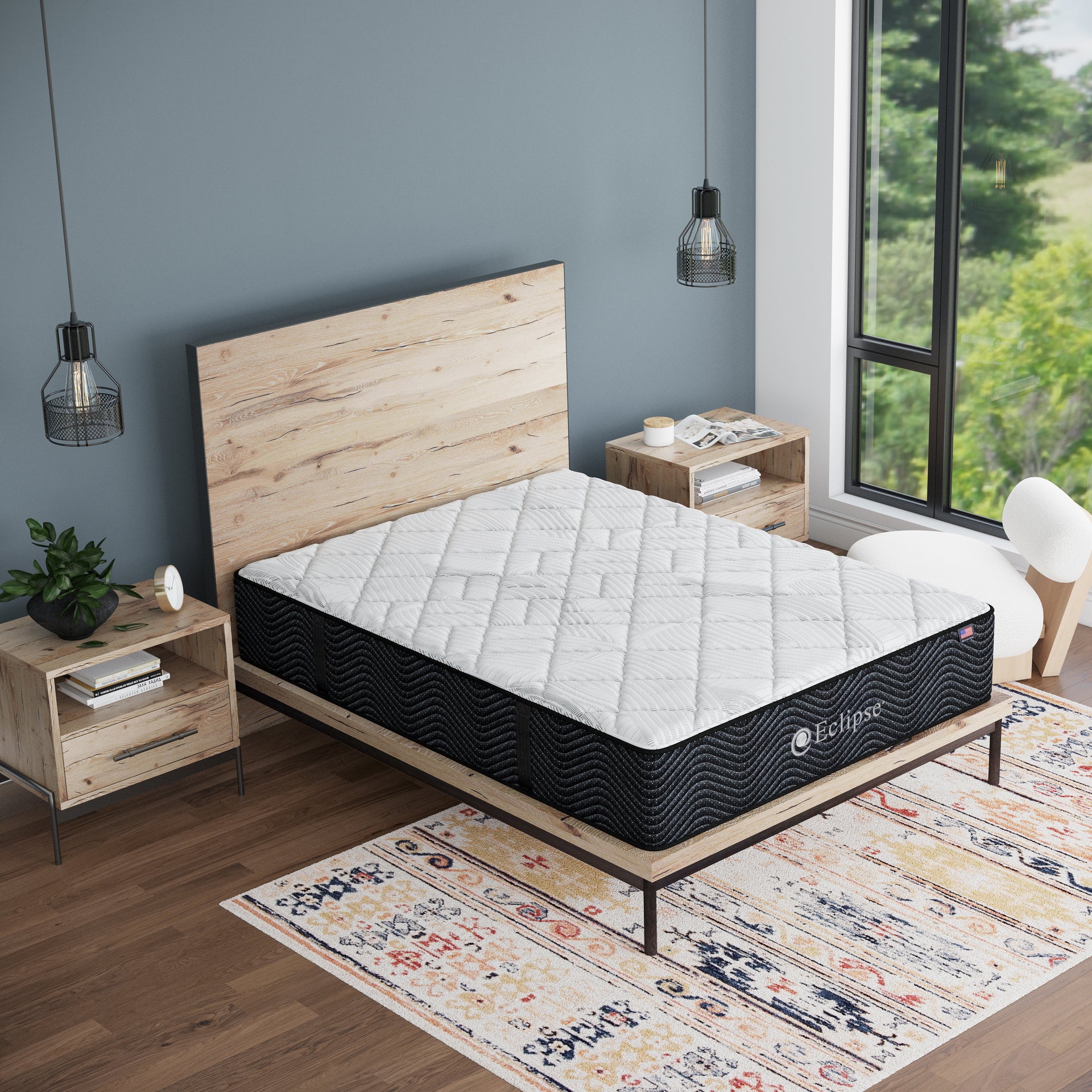 Umbra Firm Mattress by Eclipse in bedroom | Hybrid design with memory foam and encased coils