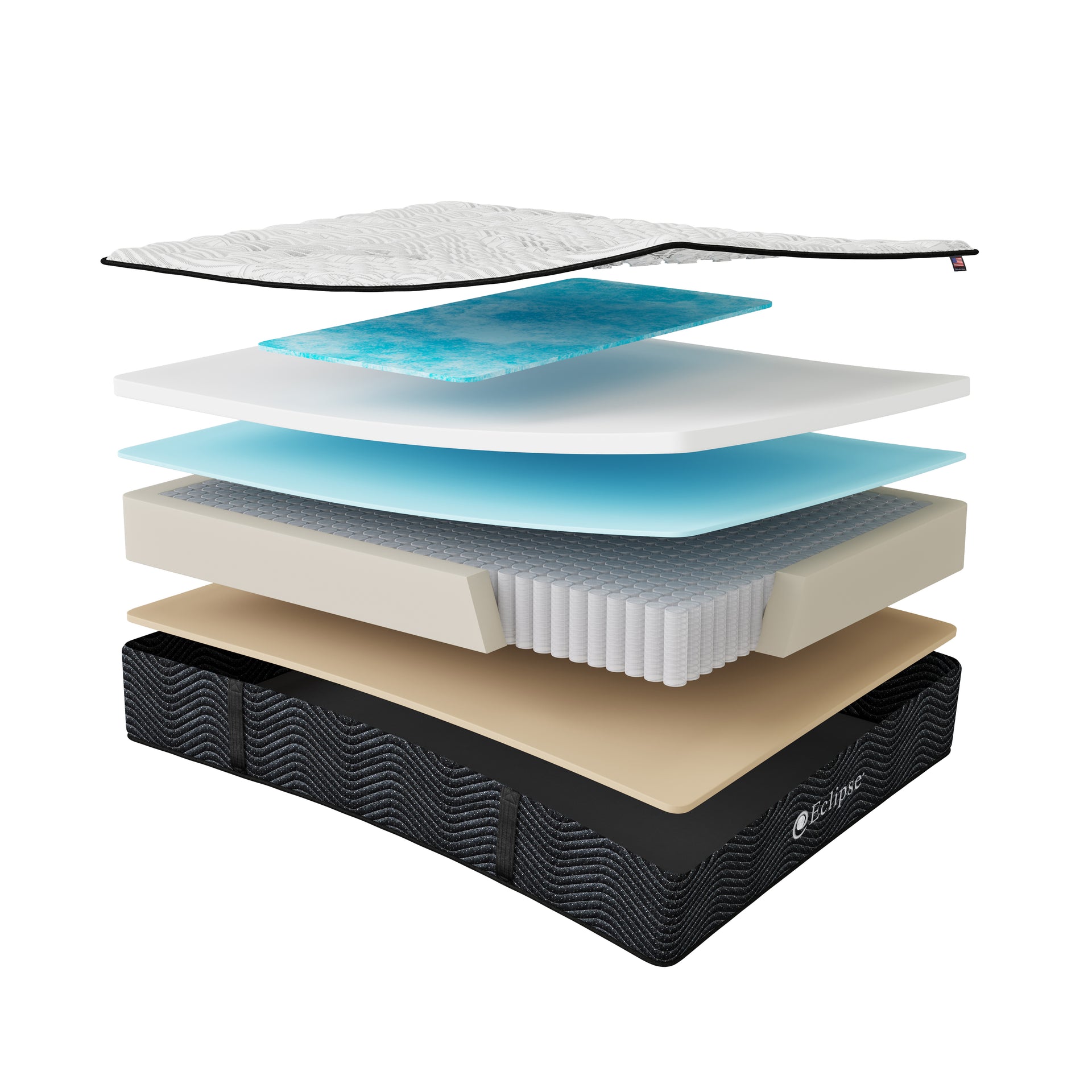 Umbra Medium Mattress layers | Spinal Zone Technology, memory foam, and individually wrapped coils