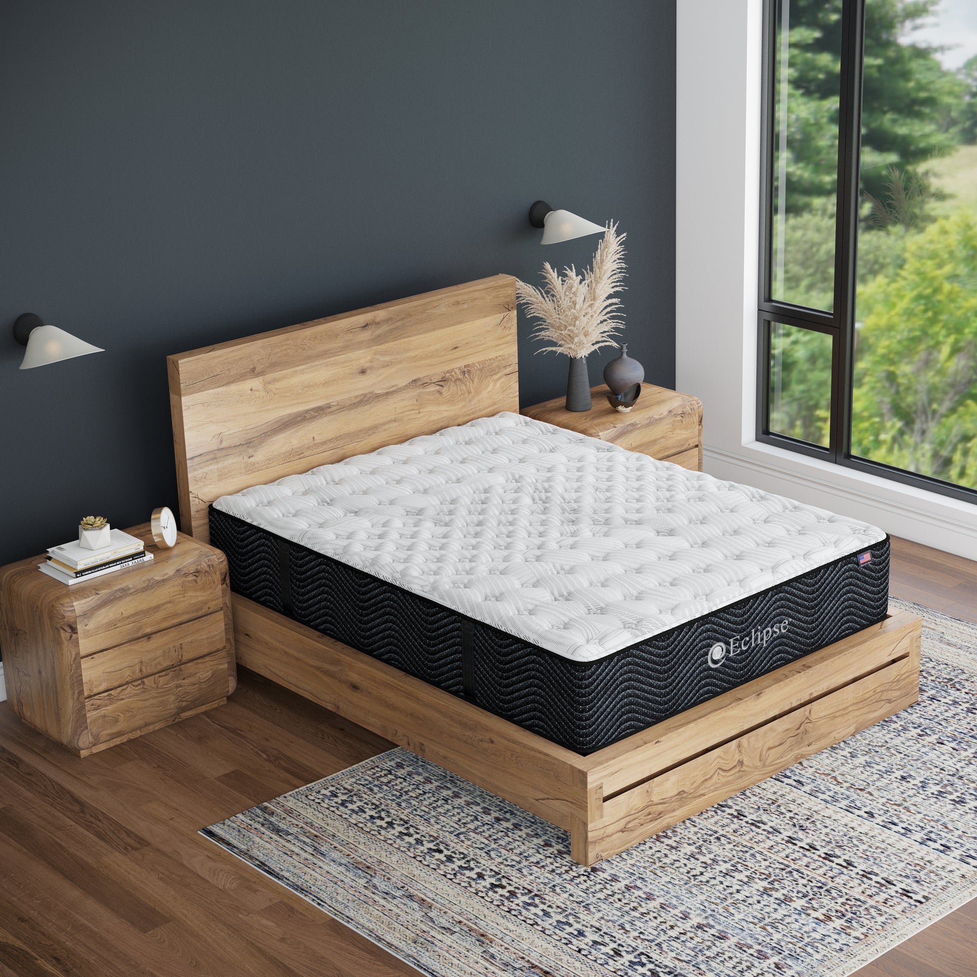 Umbra Medium Mattress by Eclipse in bedroom | Hybrid design with memory foam and encased coils