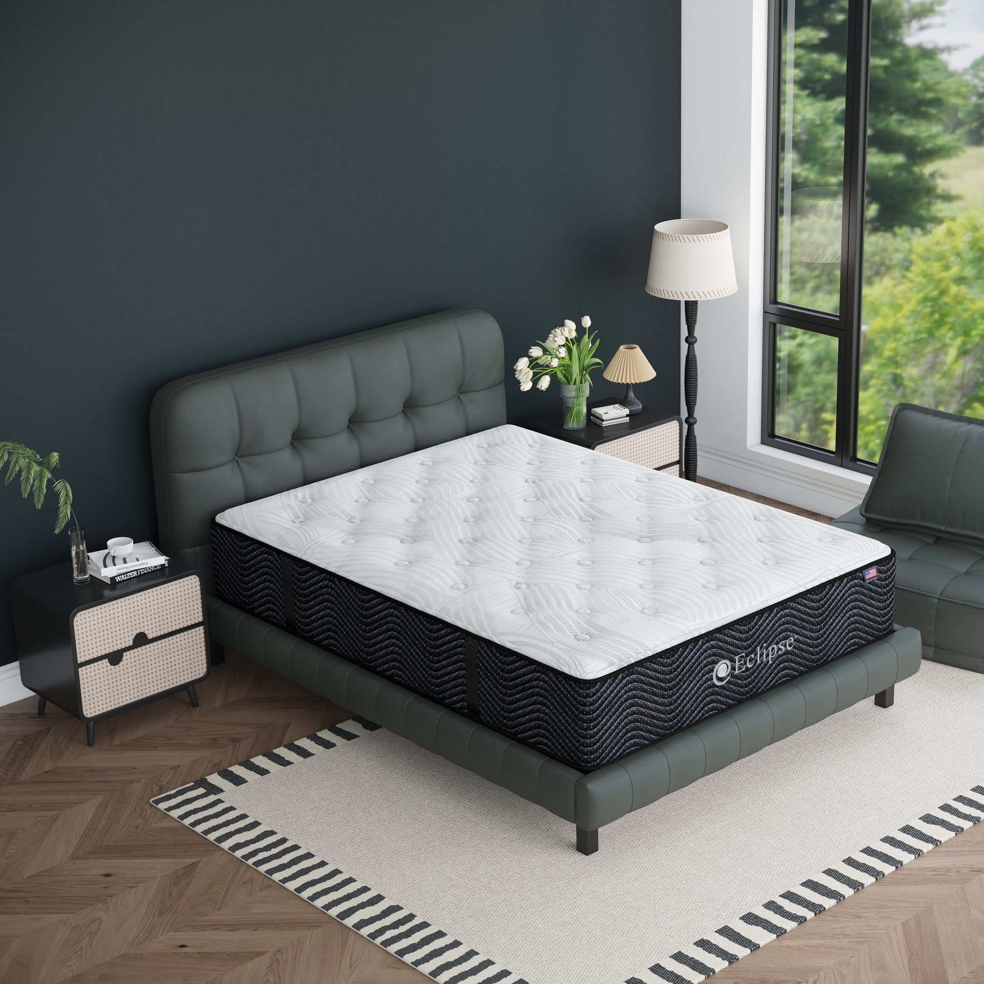 Umbra Medium Soft Mattress by Eclipse in bedroom | Hybrid design with memory foam and encased coils