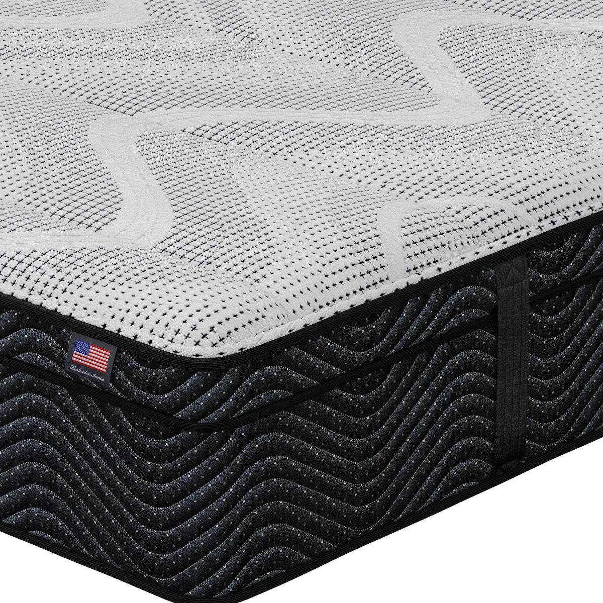 Close-up of Mira Softest Euro Top Mattress corner | Cool-to-the-touch cover and high-density foam layers