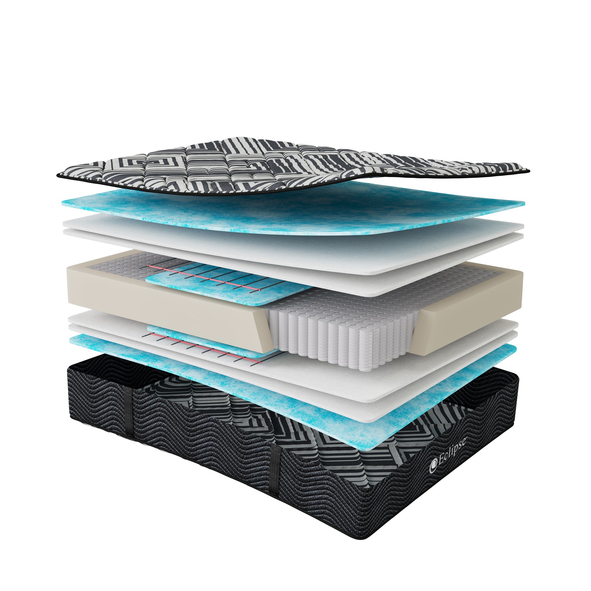 Phoenix Two-Sided Firm Mattress layers | Spinal Zone Technology, memory foam, and high-density support
