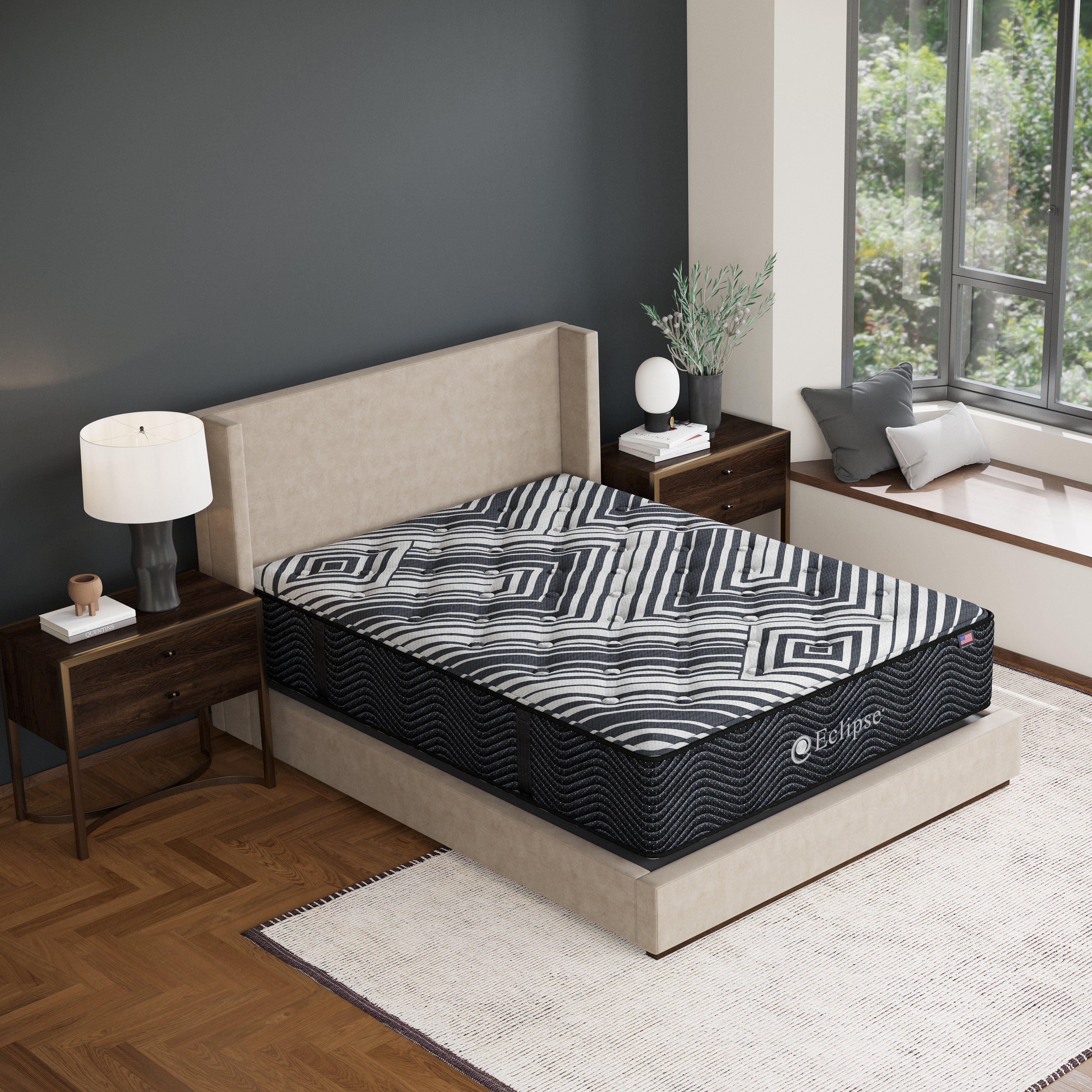 Phoenix Two-Sided Soft Mattress by Eclipse in bedroom | Flippable design with lumbar support