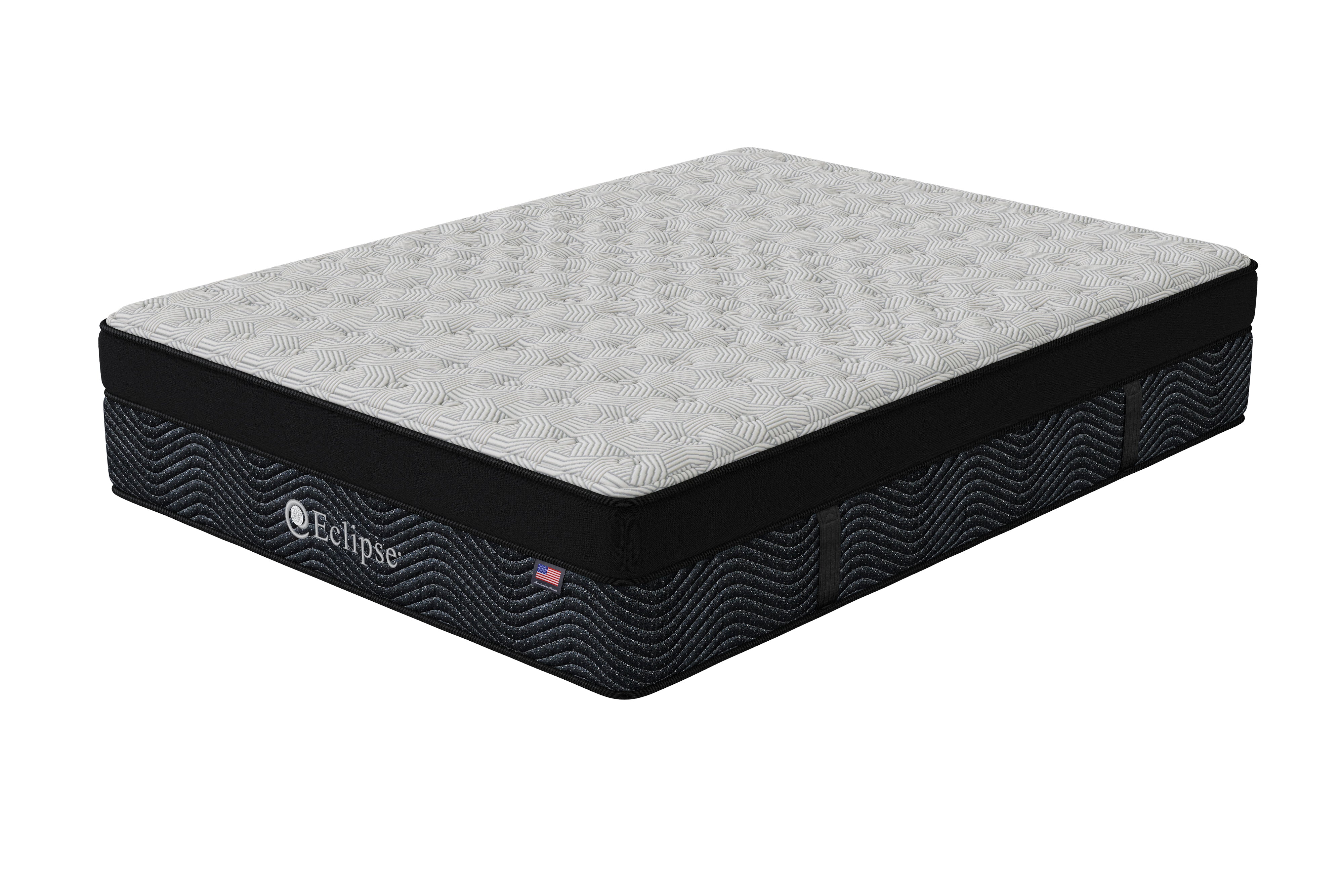 Angled view of Asteria Firm Euro Top Mattress | Cooling cover and pressure-relieving foam layers