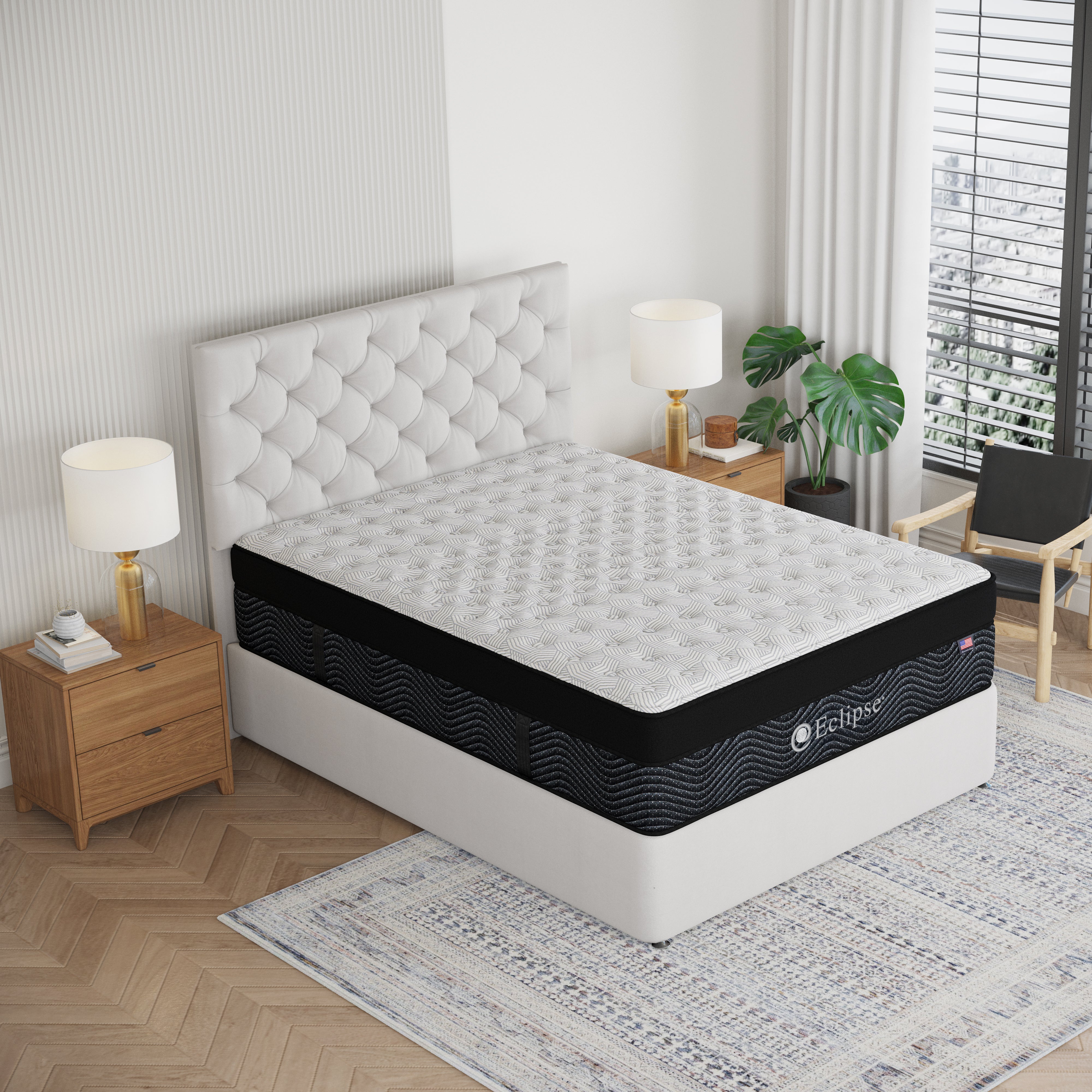 Asteria Firm Euro Top Mattress by Eclipse in bedroom | Dual-coil design with lumbar support
