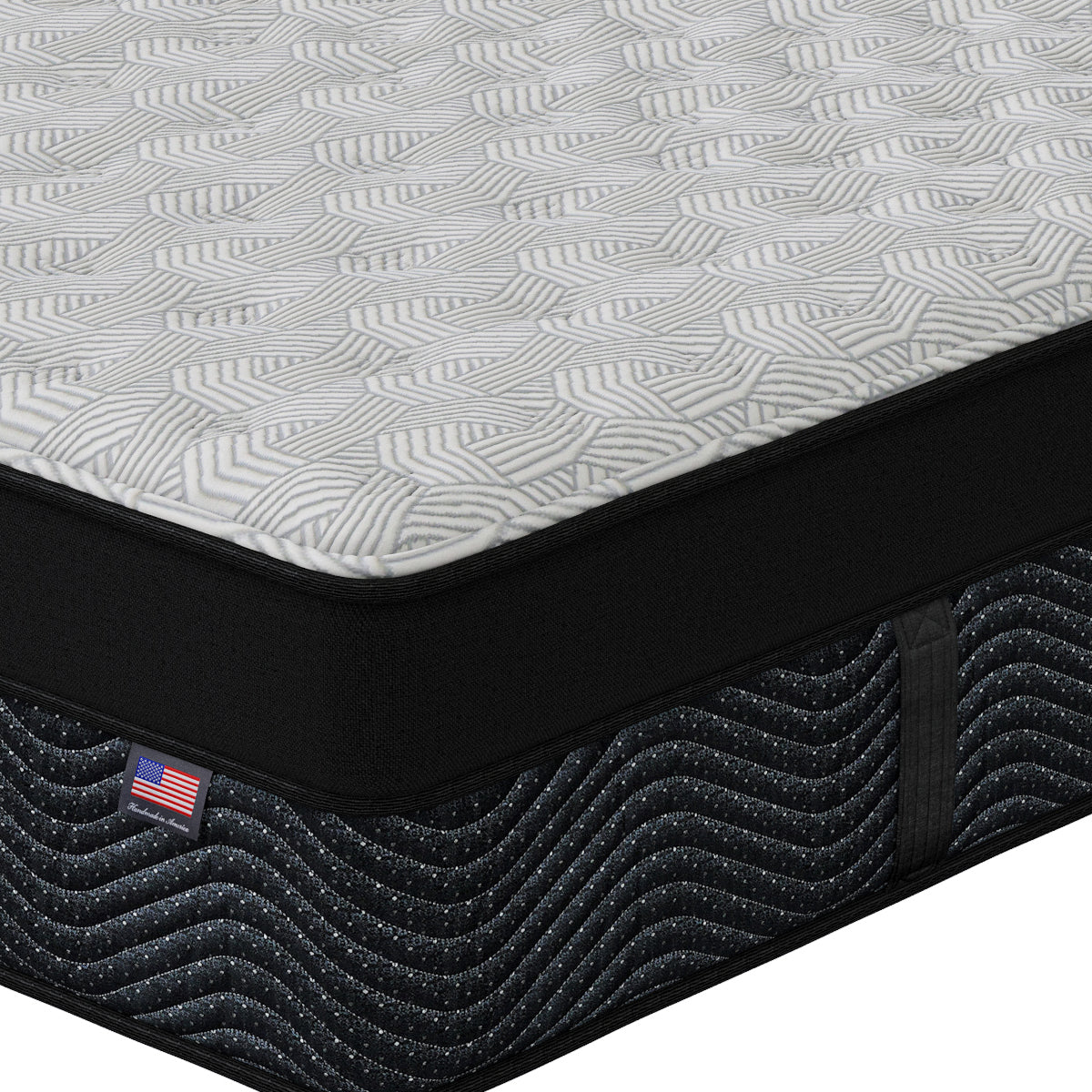 Close-up of Asteria Medium Euro Top Mattress corner | Cool-to-the-touch cover and foam-encased coils
