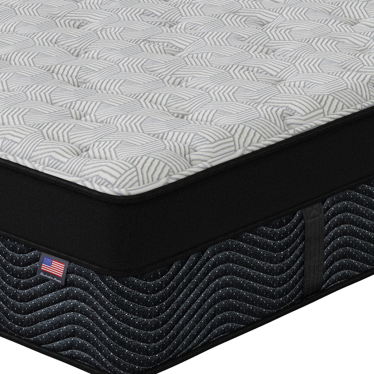Close-up of Asteria Plush Euro Top Mattress corner | Cool-to-the-touch cover and foam-encased coils