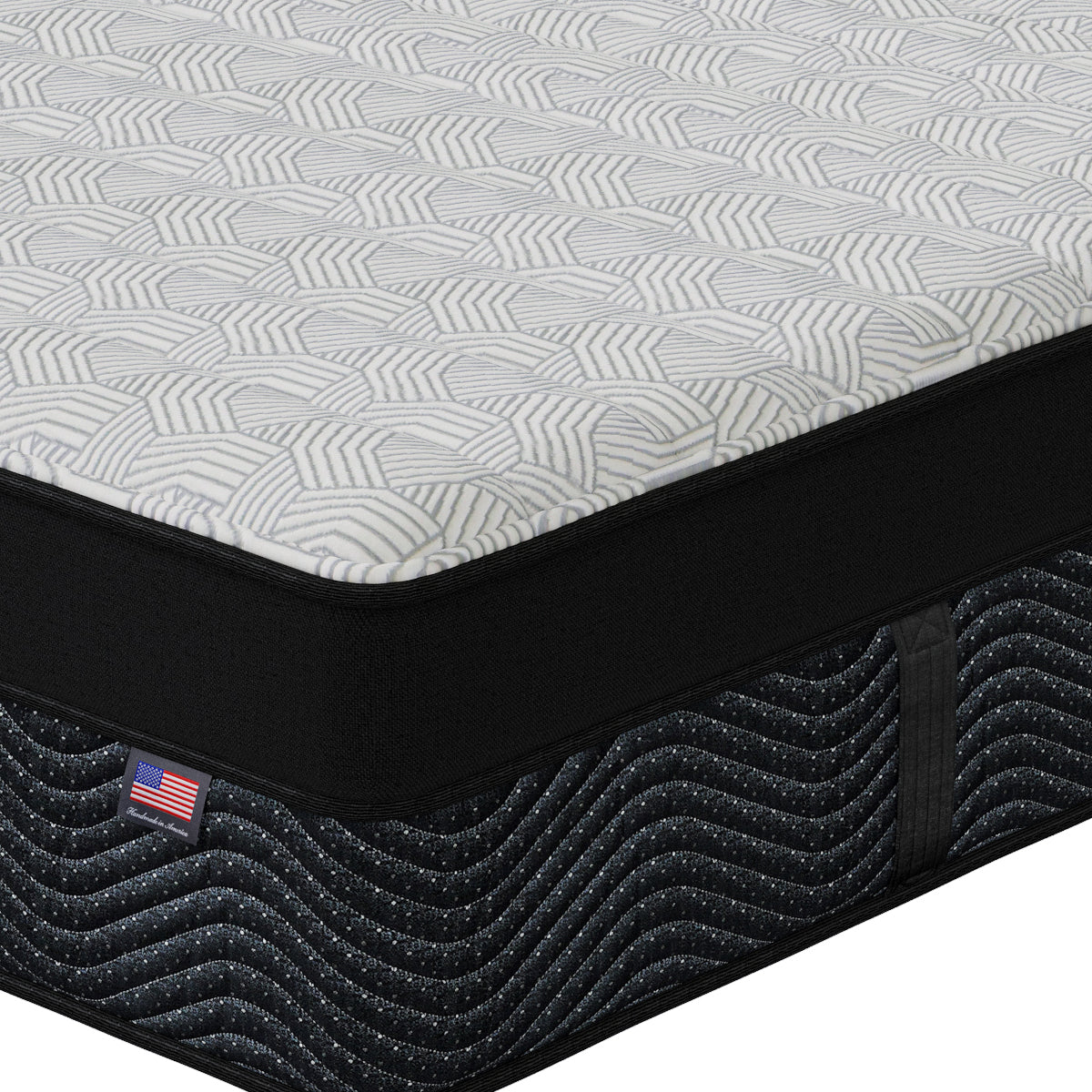 Close-up of Asteria Euro Top Mattress corner | Cool-to-the-touch cover and foam-encased coils