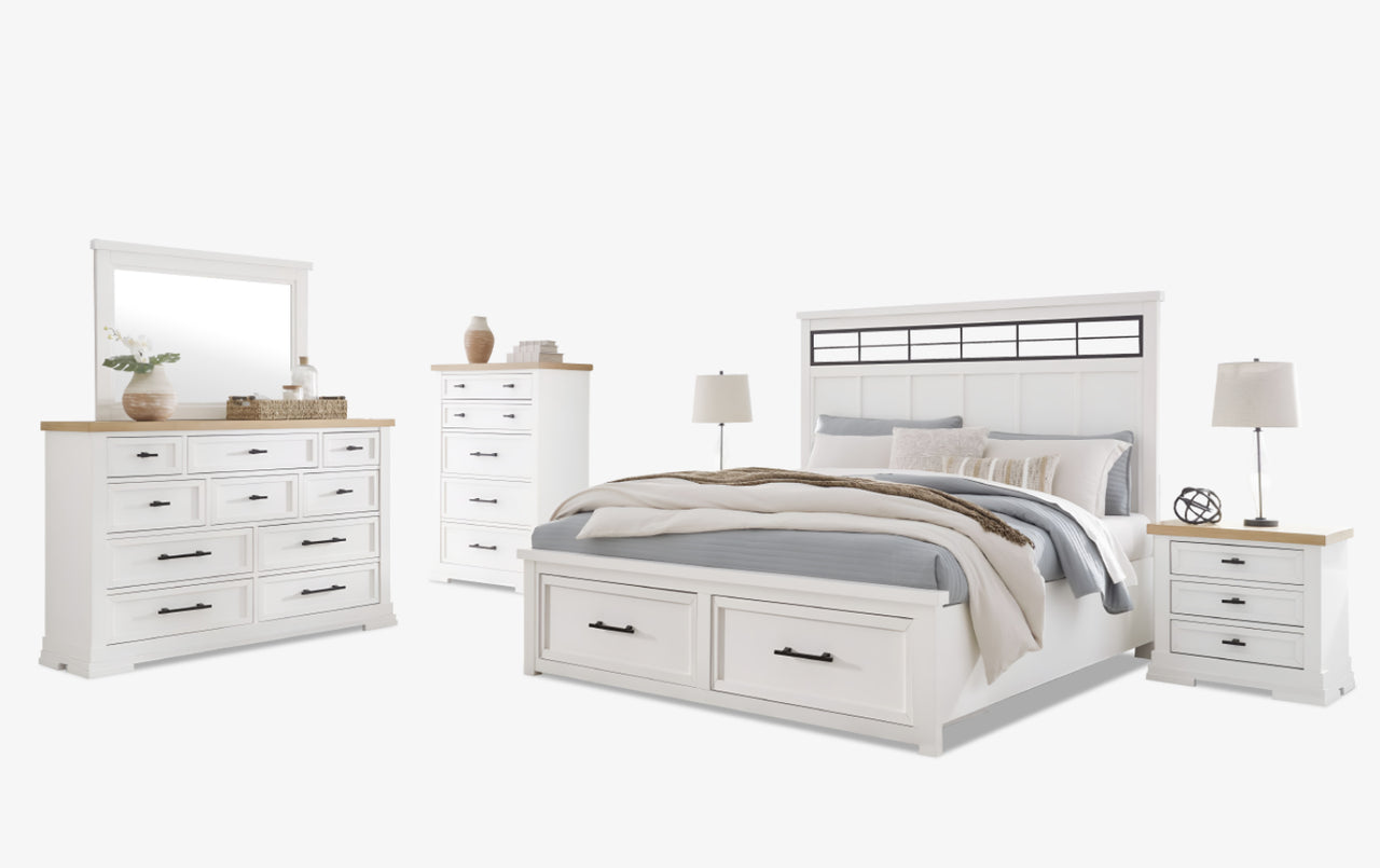 Ashbryn Storage Bedroom Set with Mirrored Dresser, Chest and Nightstand