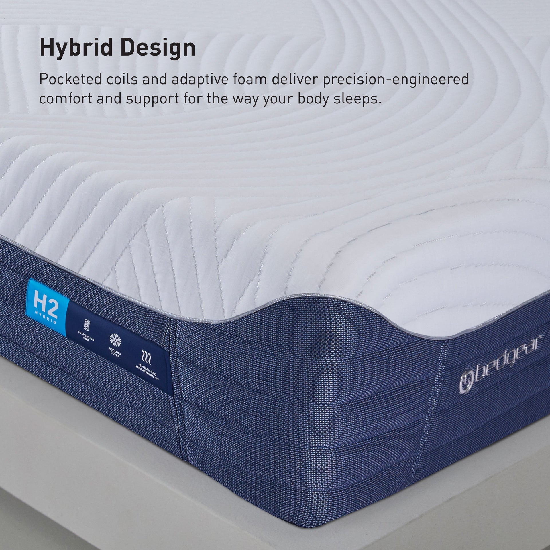 BEDGEAR H2 split-head hybrid mattress corner