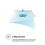 A 4-way stretch illustration for a mattress protector. 