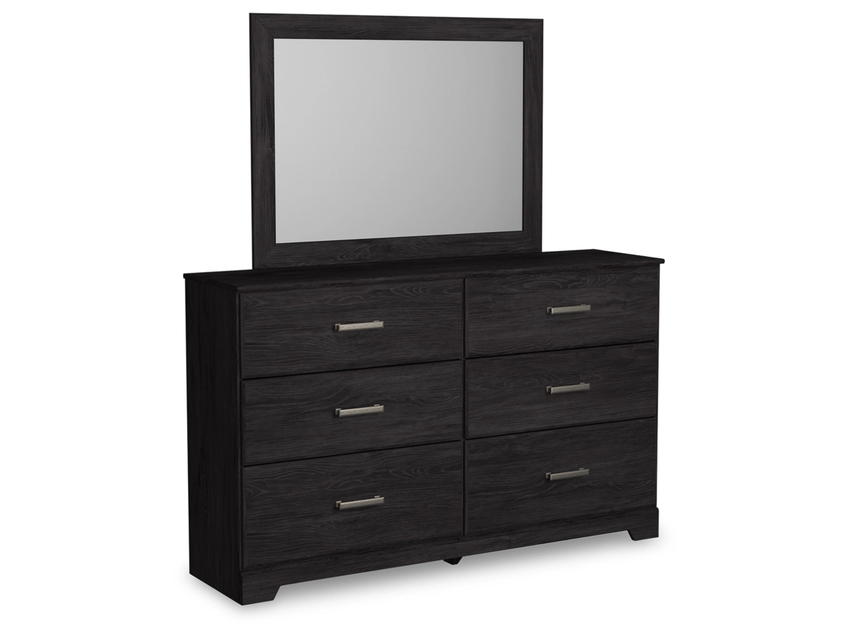 Belachime Panel Bed with Mirrored Dresser and Nightstand