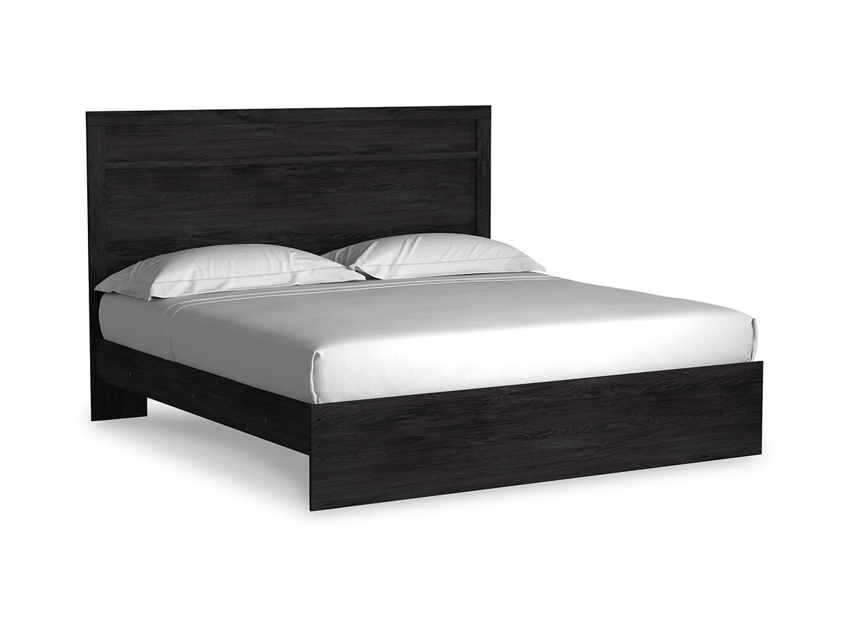 Belachime Panel Bed with Mirrored Dresser and Nightstand