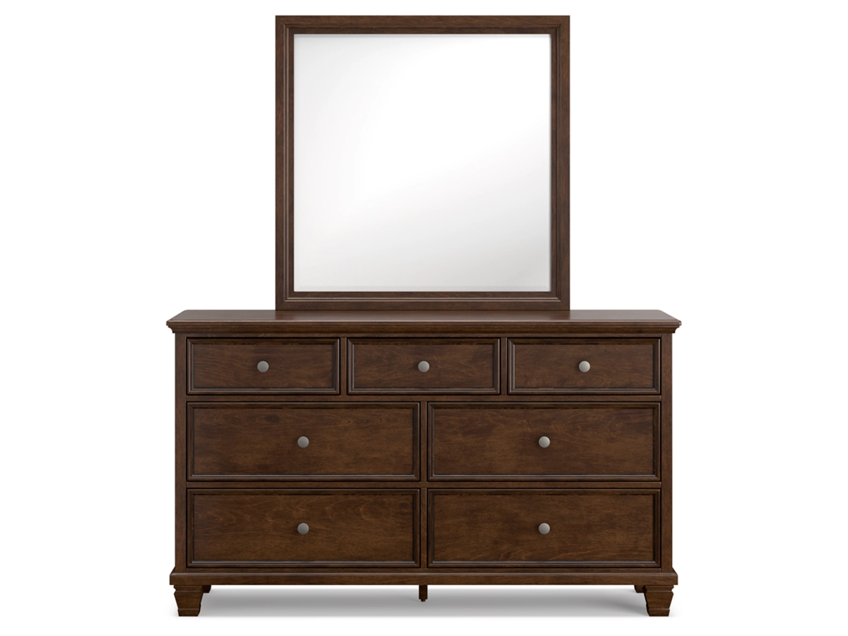 Danabrin Panel Bed with Mirrored Dresser, Chest and 2 Nightstands