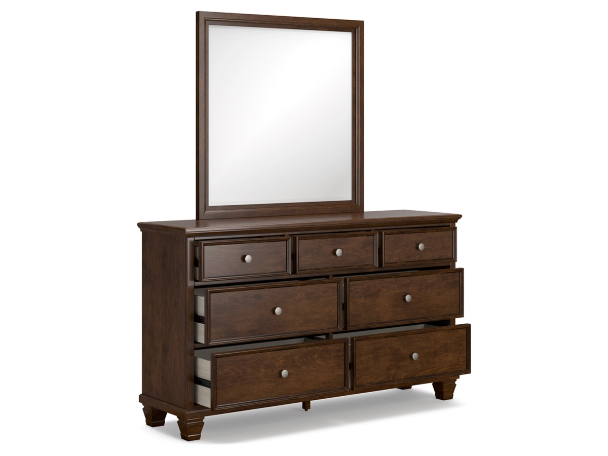 Danabrin Panel Bed with Mirrored Dresser, Chest and 2 Nightstands