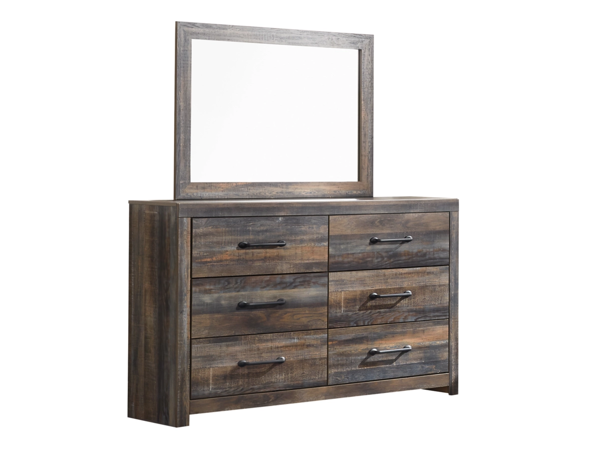 Drystan Panel Bed with 4 Storage Drawers with Mirrored Dresser, Chest and 2 Nightstands