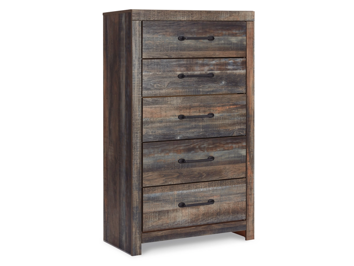 Drystan Panel Bed with 4 Storage Drawers with Mirrored Dresser, Chest and 2 Nightstands