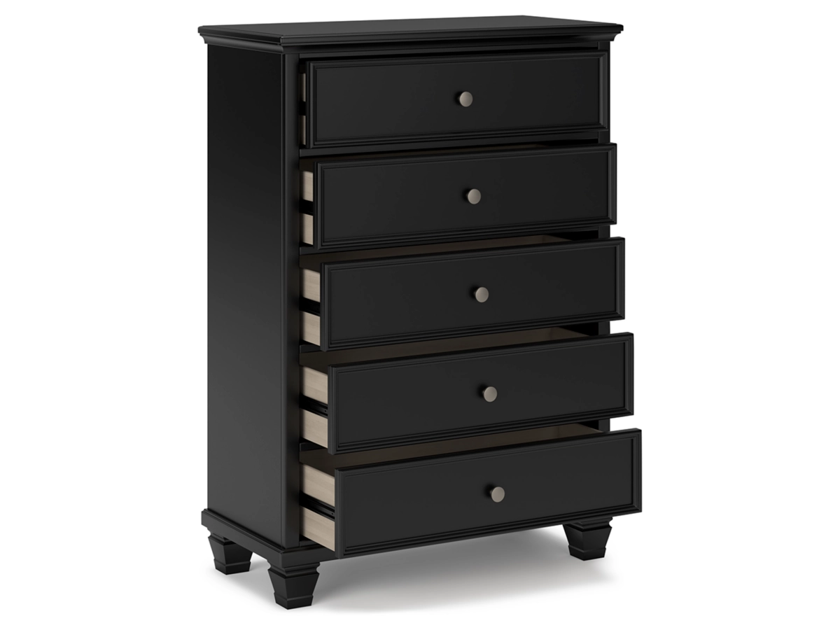 Lanolee Panel Bed with Mirrored Dresser, Chest and 2 Nightstands