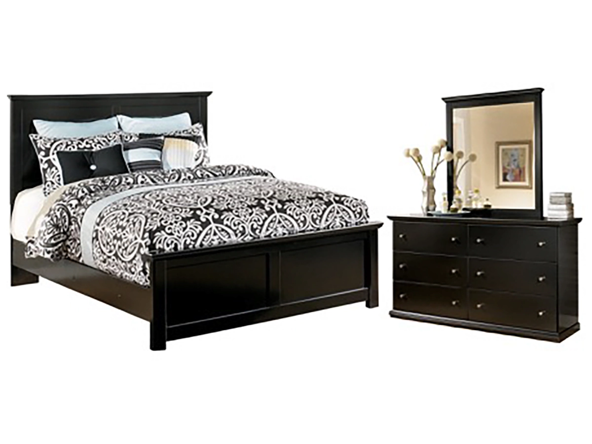 Maribel Panel Bed with Dresser Mirror