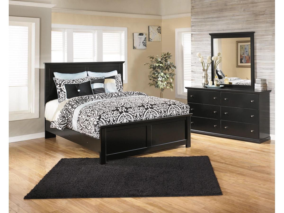 Maribel Panel Bed with Dresser Mirror