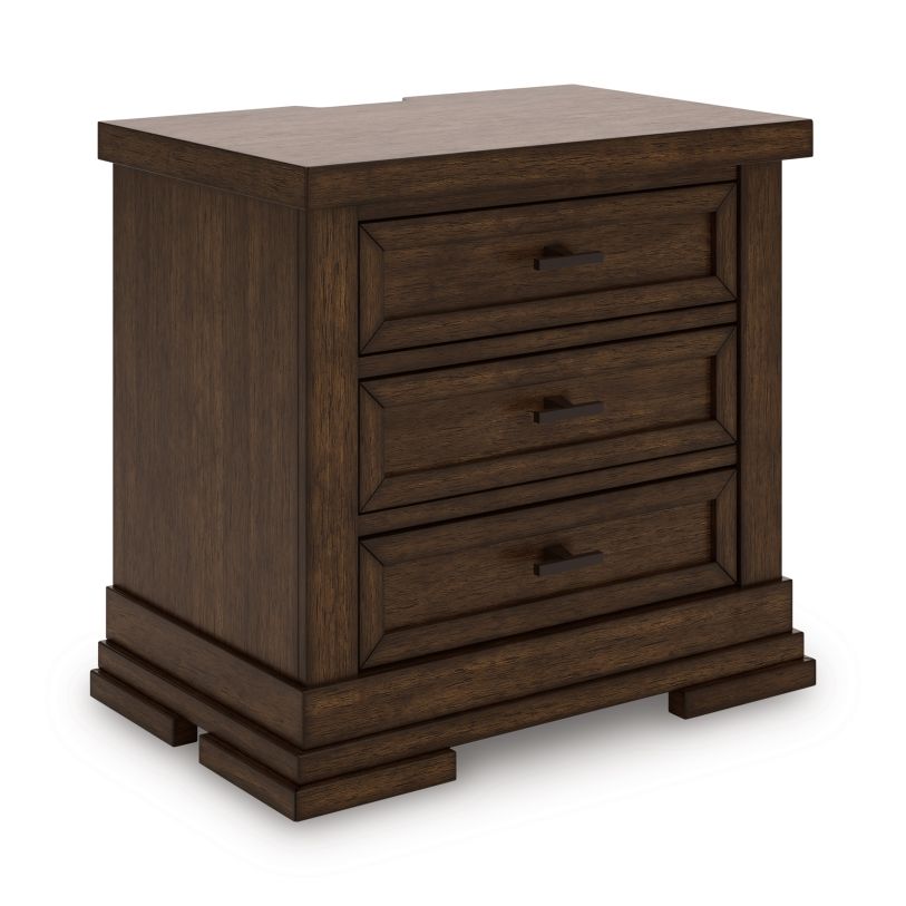 Taffenbrook Bedroom Set - Headboard, Storage Footboard, Rails, Dresser, Mirror & Nightstand