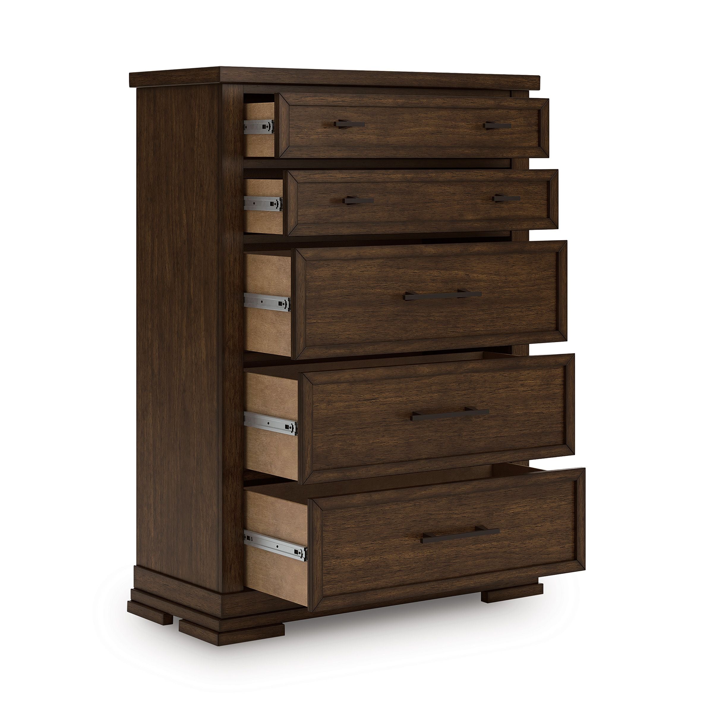 Taffenbrook Bedroom Set - Headboard, Storage Footboard, Rails, Dresser, Mirror & Nightstand