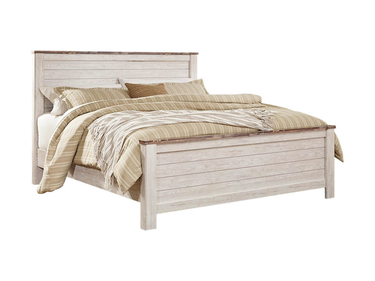 Willowton Panel Bed with Mirrored Dresser, Chest and 2 Nightstands